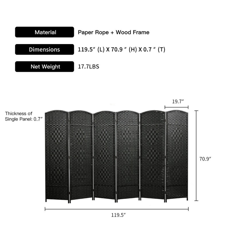 Lashon 119.5'' W x 70.9'' H 6 - Panel Folding Room Divider