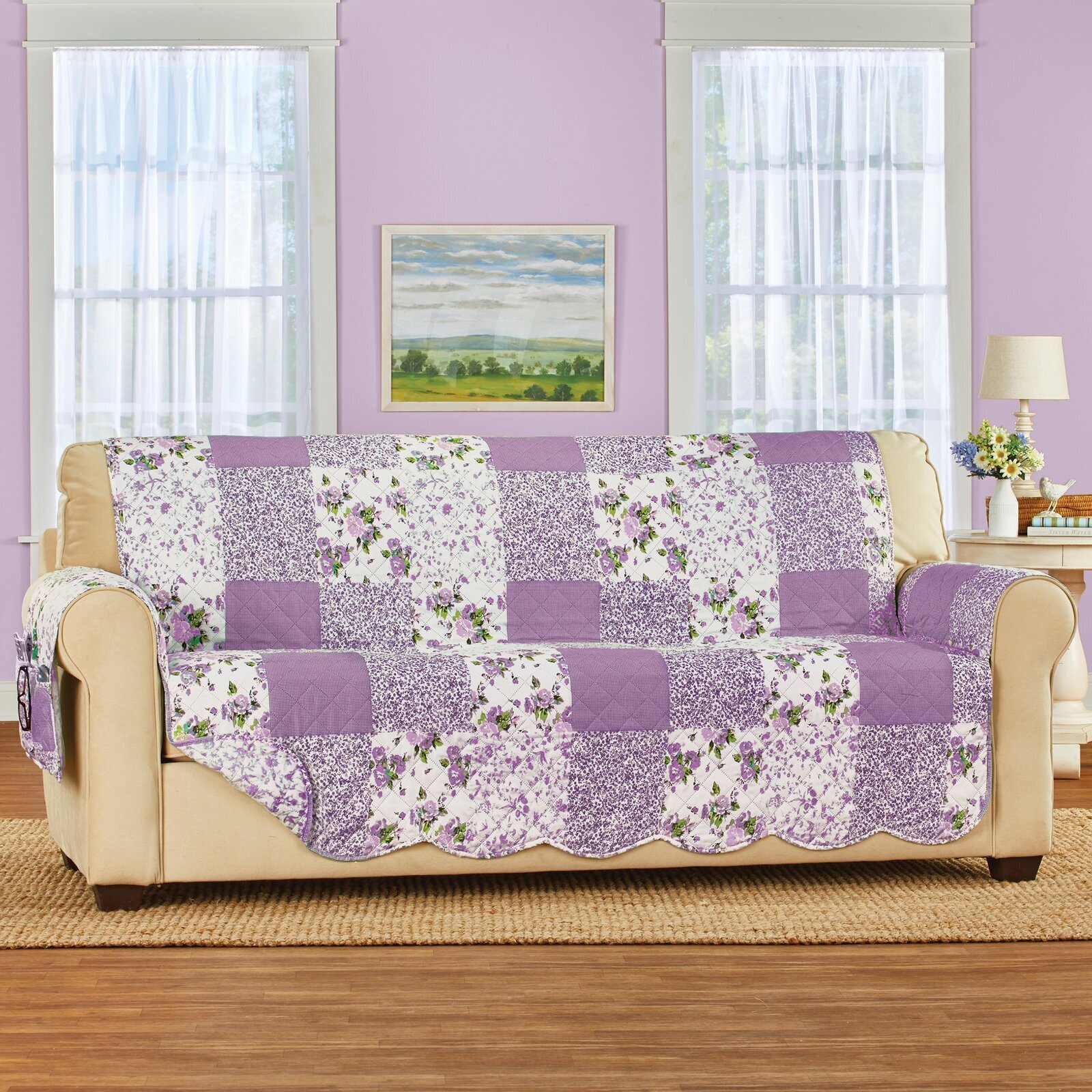 Lavender Quilt Style Country Sofa Covers 