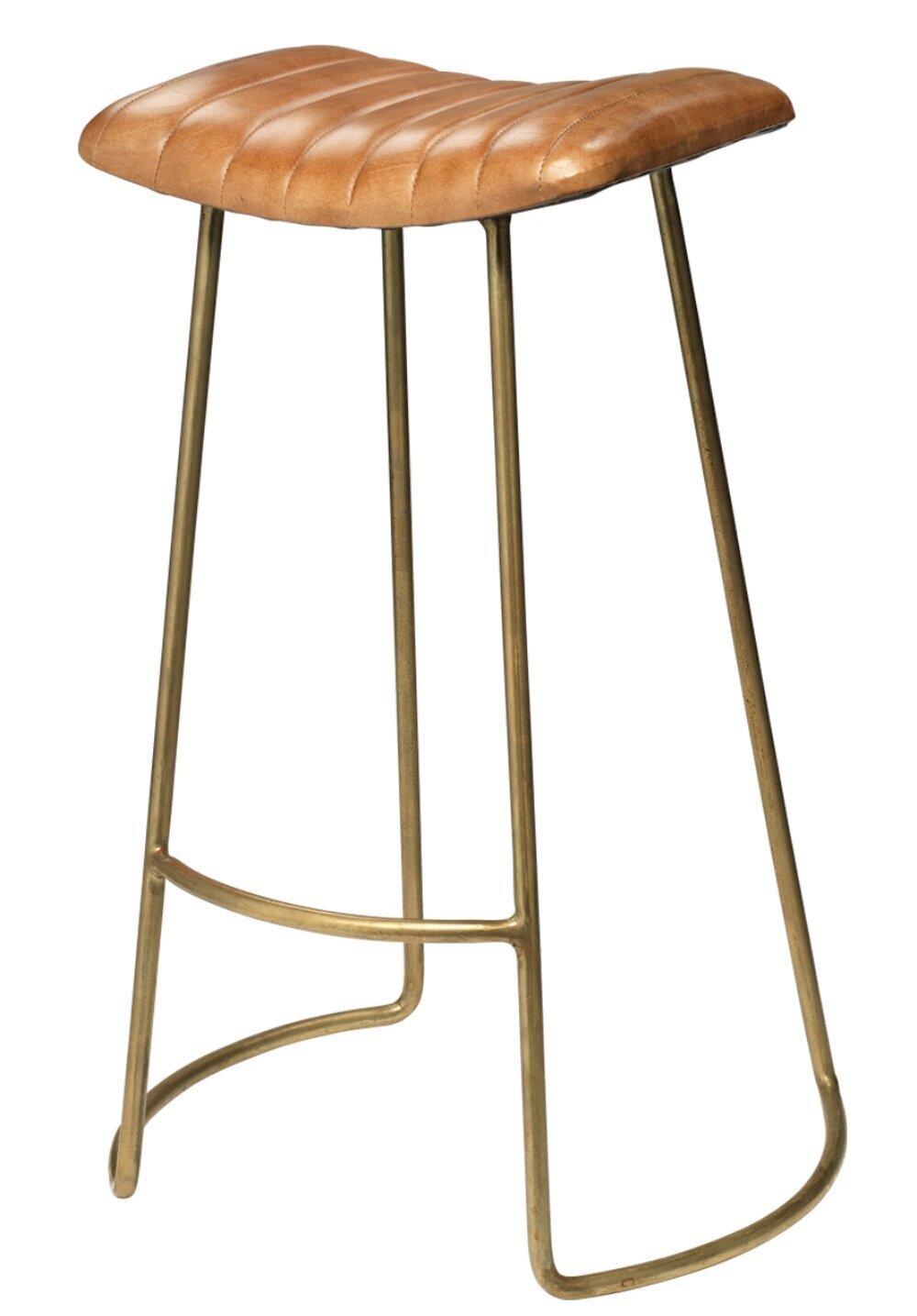 Leather Saddle Bar Stool with Lined Seat