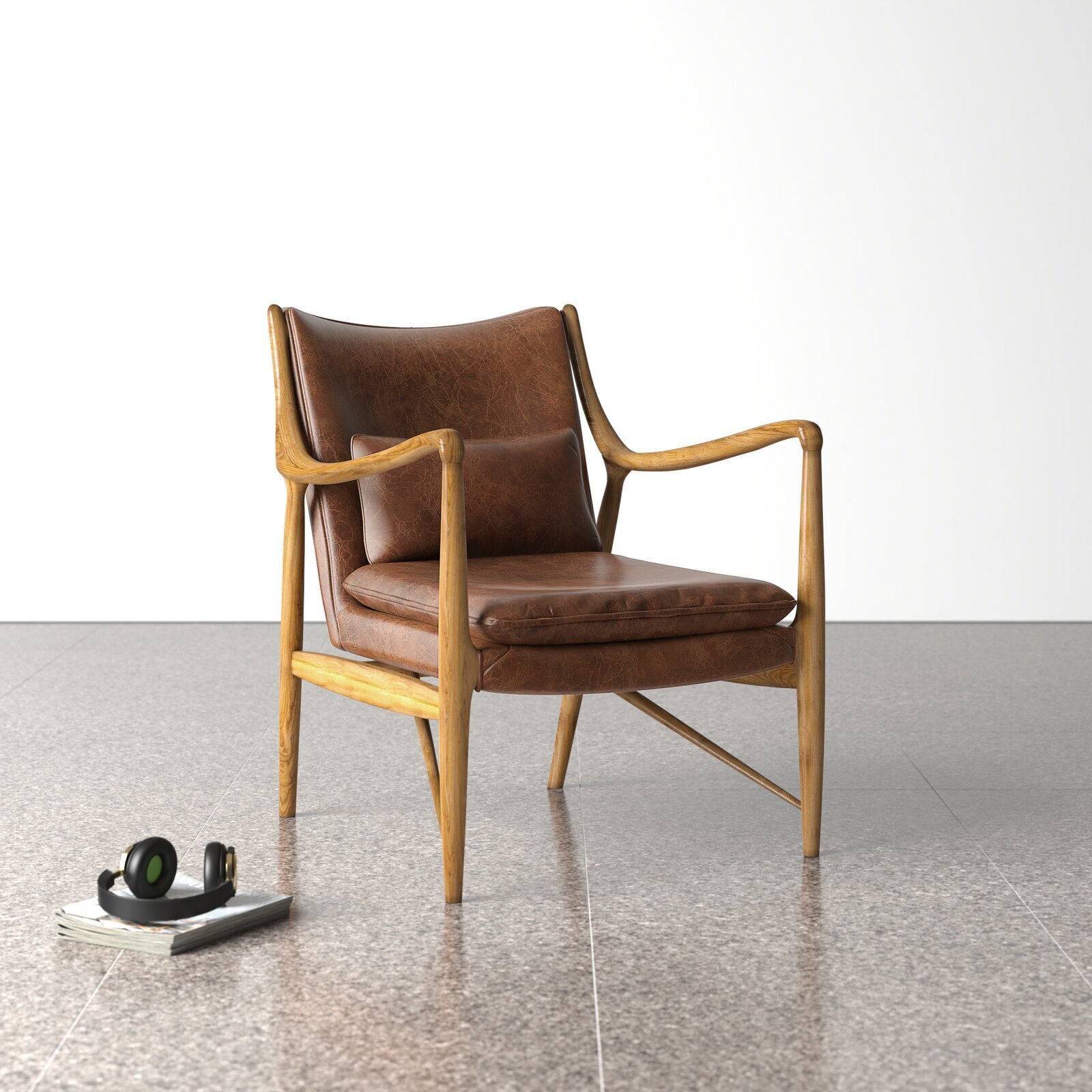 Leather Wooden Armchair