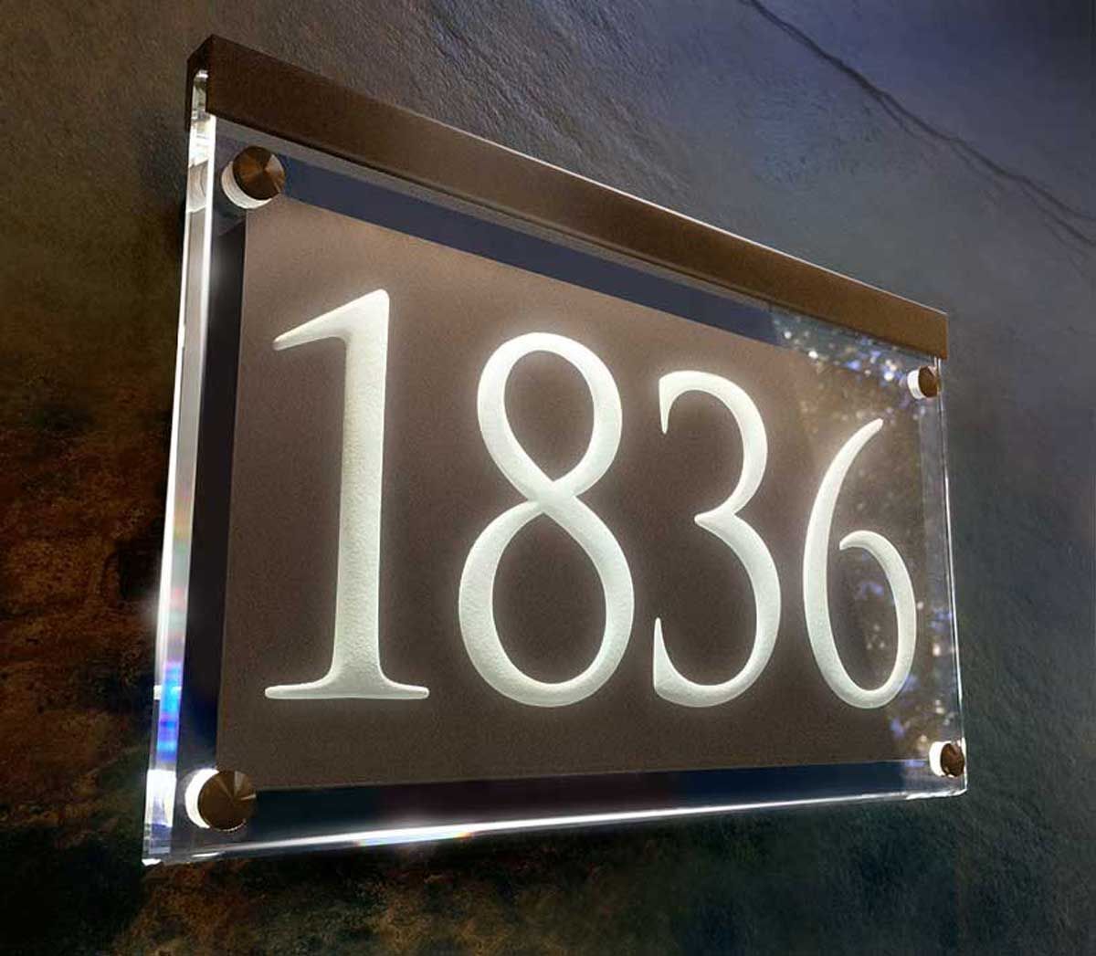 LED Illuminated Crystal Plaque with Custom Lighted House Numbers