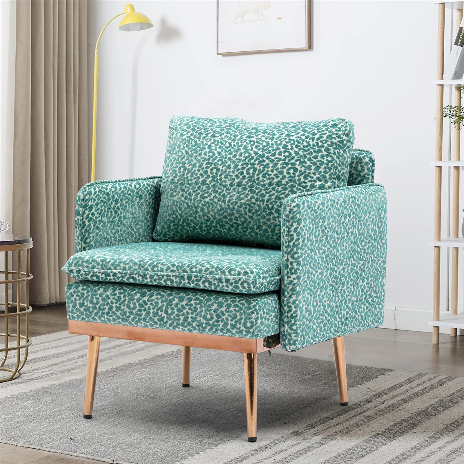 Leopard Accent Chair With Metal Frame