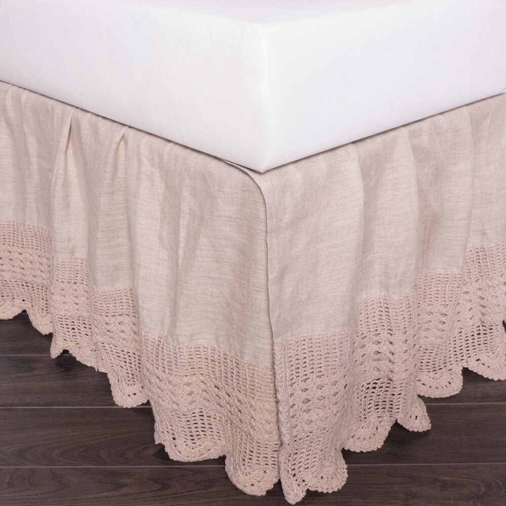 The Heirloom Lace Collection Ivory Crochet Twin Bed Ruffle Skirt 39" x 76" 