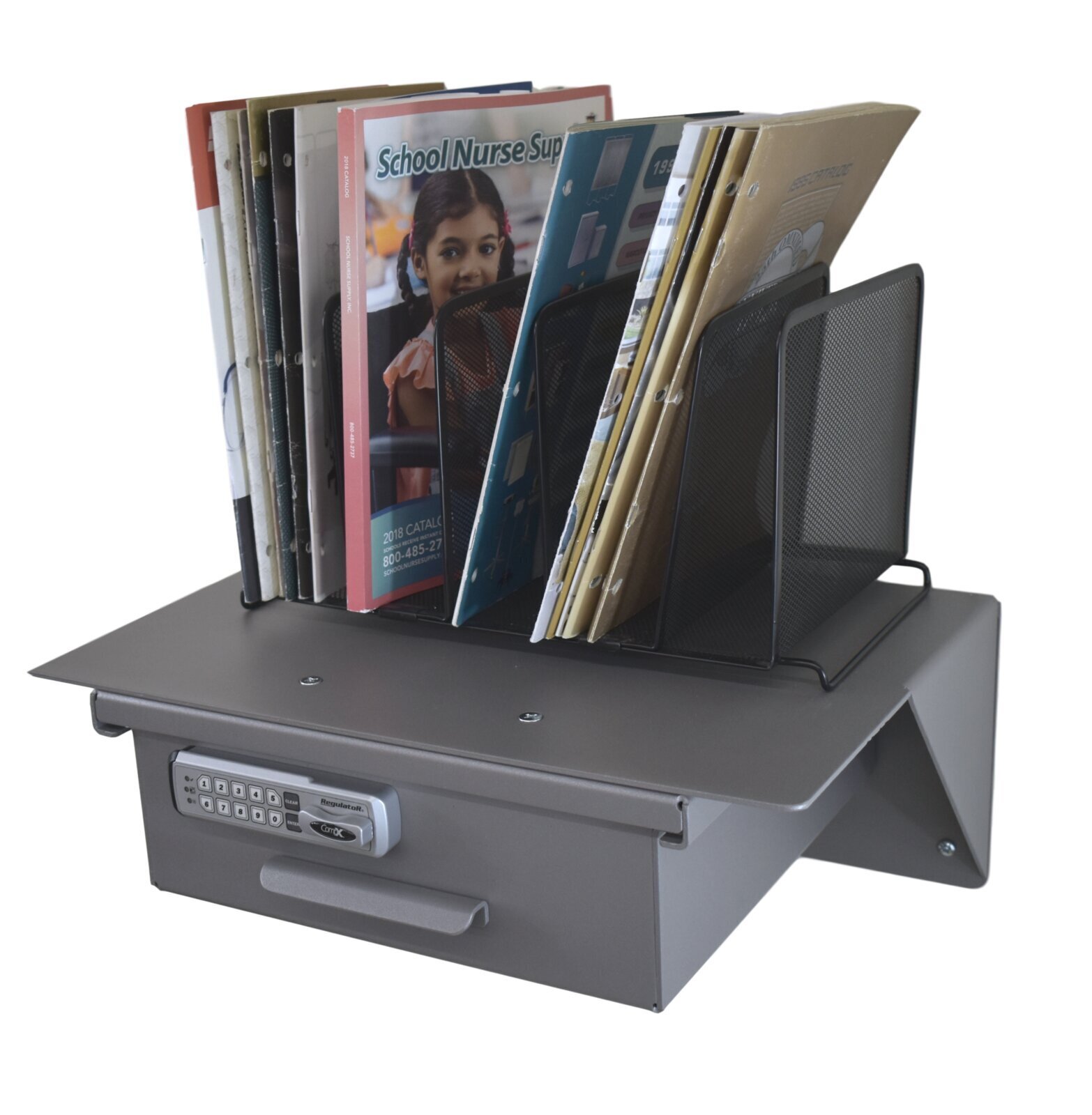 Lockable Metal Floating Shelf with Drawer for Home Office