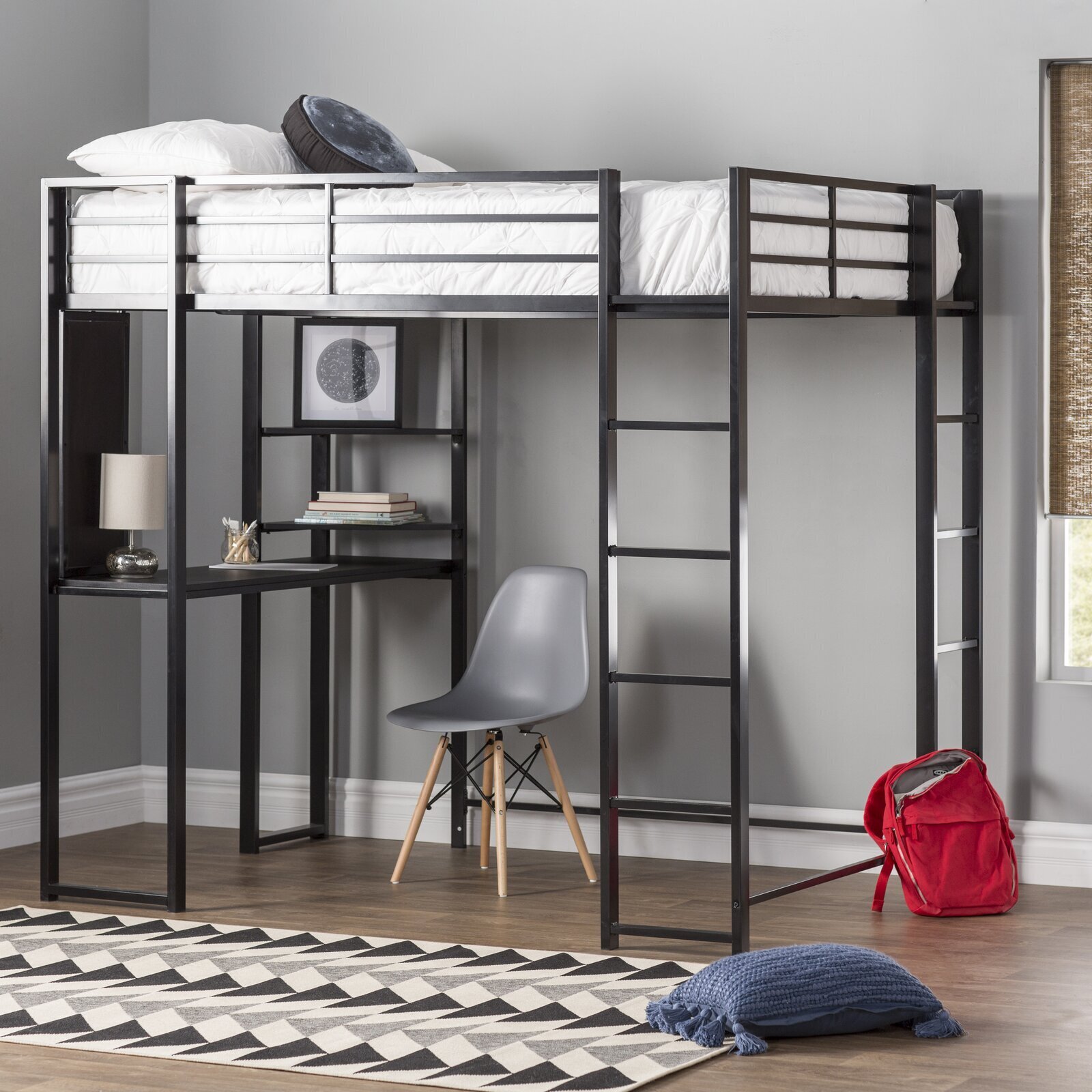 Loft Bed With Desk and Bookcase