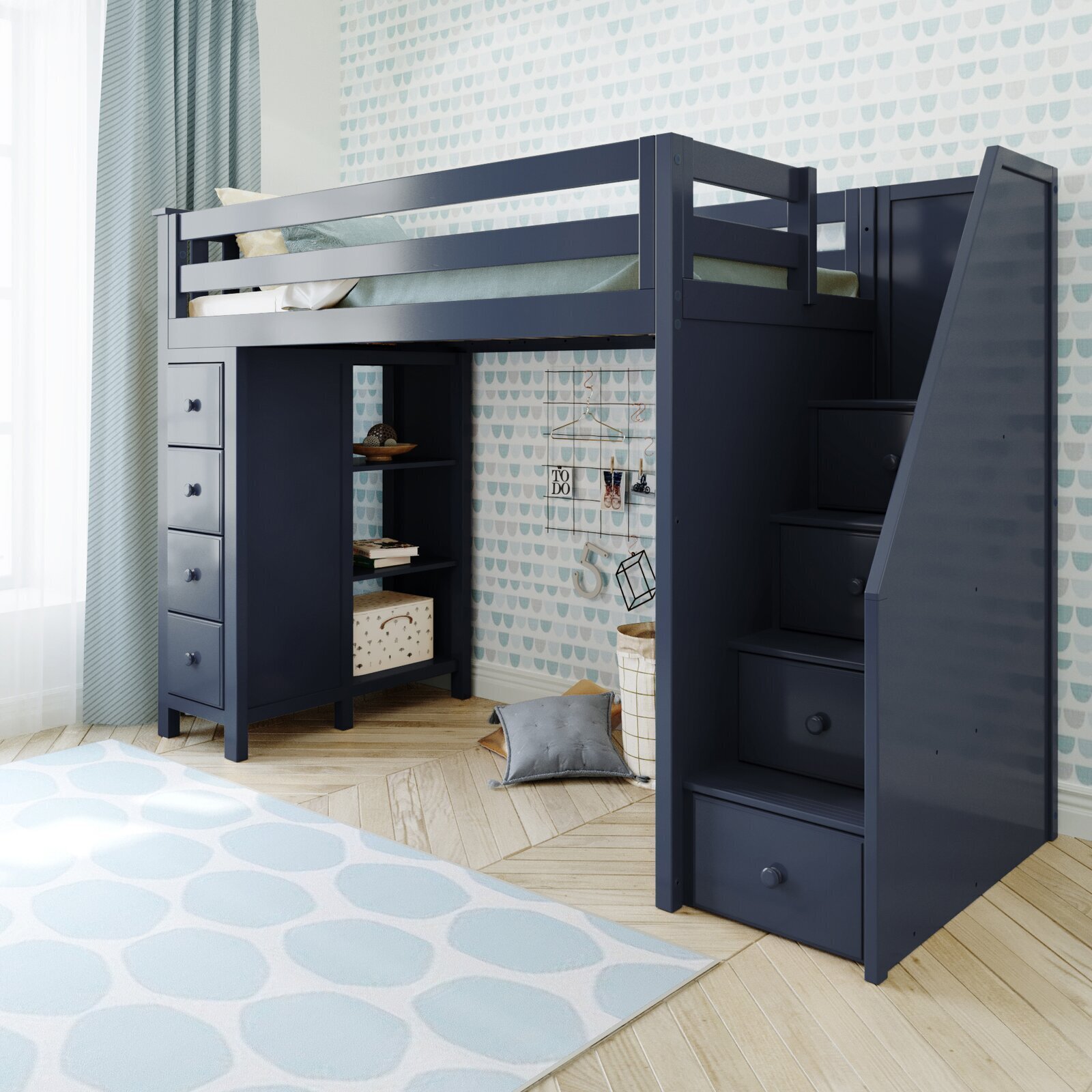 Loft bed with drawers for steps