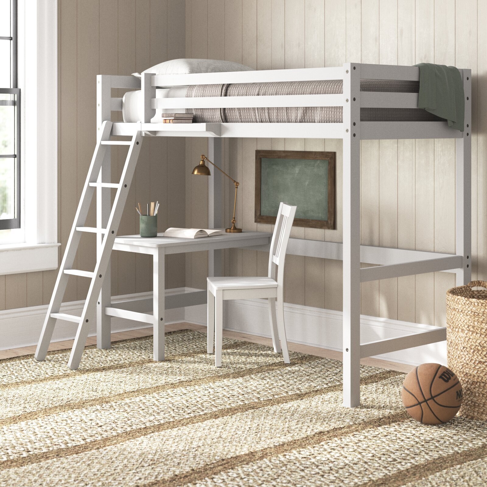 Loft bed with ladder style steps