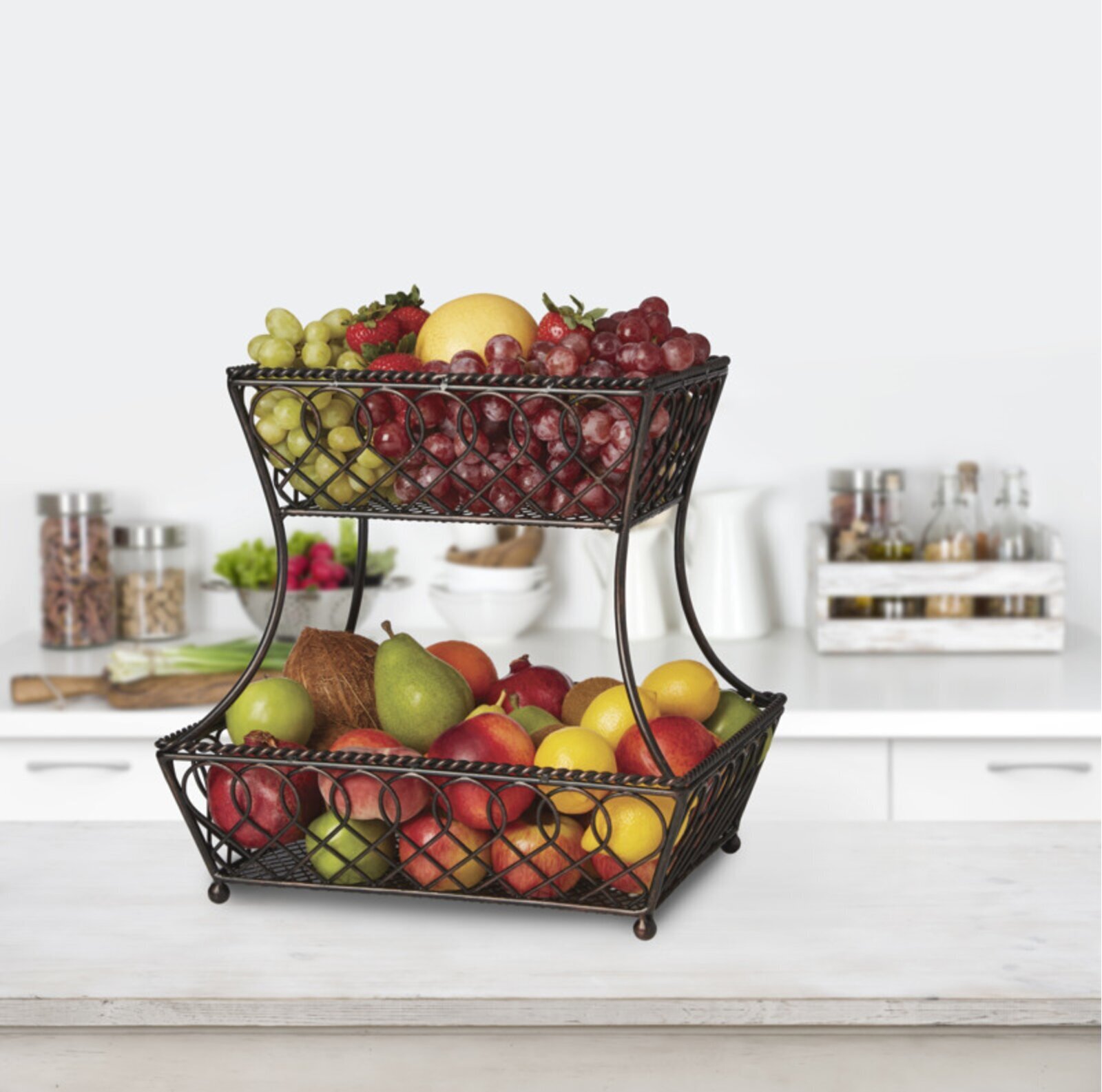 made of metal and powder with black finished Large Capacity Flagship Fruit Bowl 1 Tier Fruit Bowl 