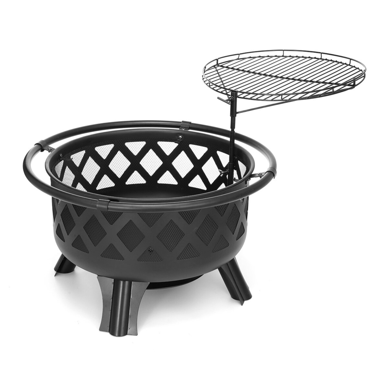 Lula 17'' H x 30'' W Steel Wood Burning Outdoor Fire Pit with Lid