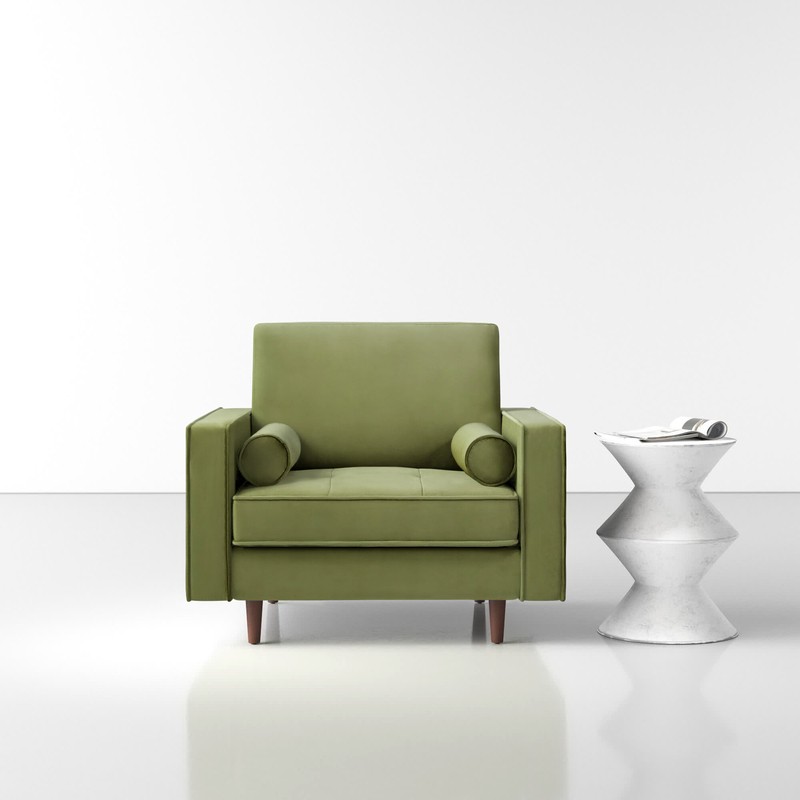 Luo 41.5'' Wide Tufted Velvet Armchair