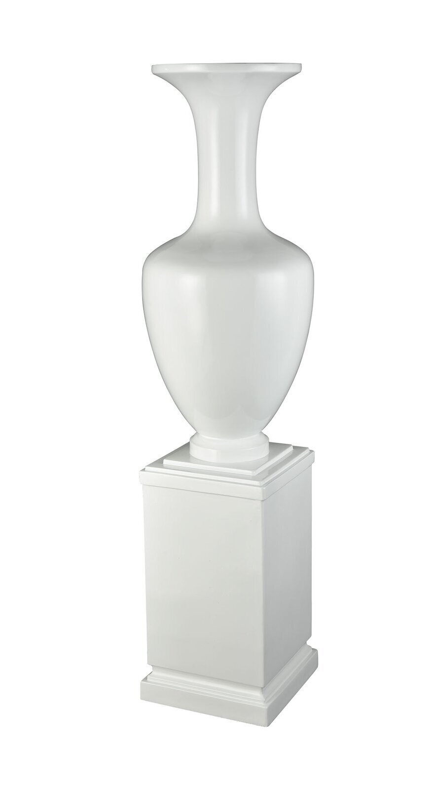 Luxurious White Glass Floor Vase on Pedestal