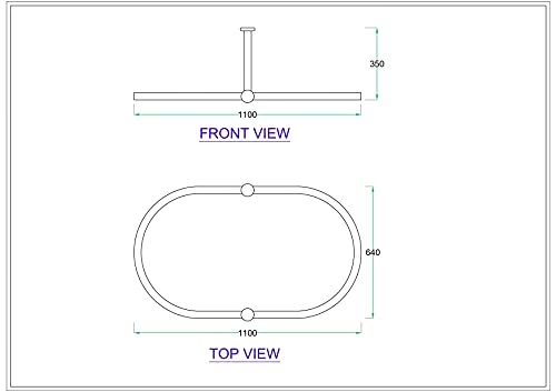 Luxury Oval Shower Curtain Rod Ceiling Mounted for Clawfoot Tub, Freestanding Heavy Duty Curtain Rail in Brass Finish - 45 x 25 Inch