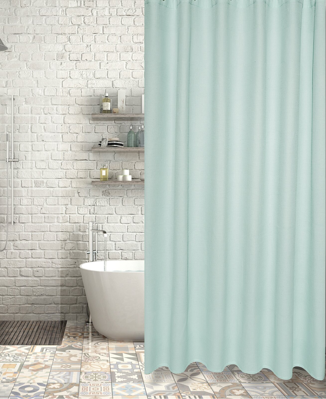 Luxury shower curtain in an accent color