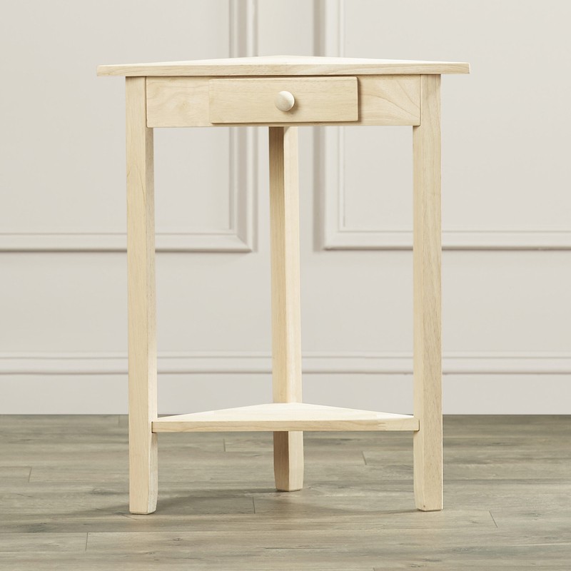 Lynn 24'' Tall Solid Wood 3 Legs End Table with Storage