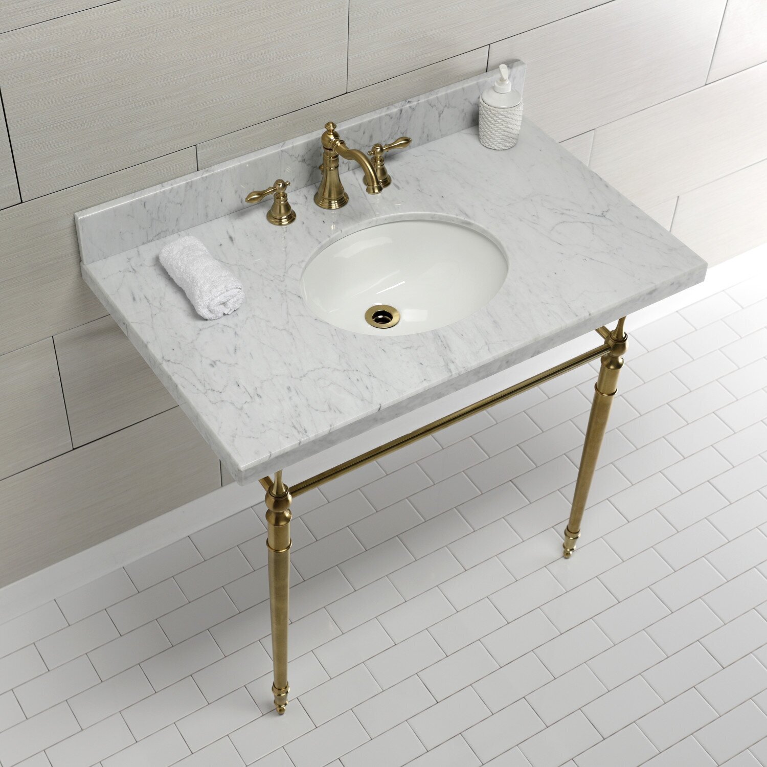 Marble Console Sink with Metal Legs