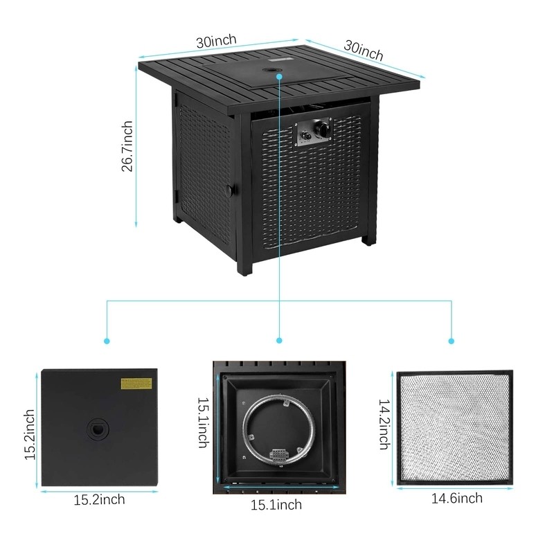 Marca Steel Propane Outdoor Fire Pit Table with Lid