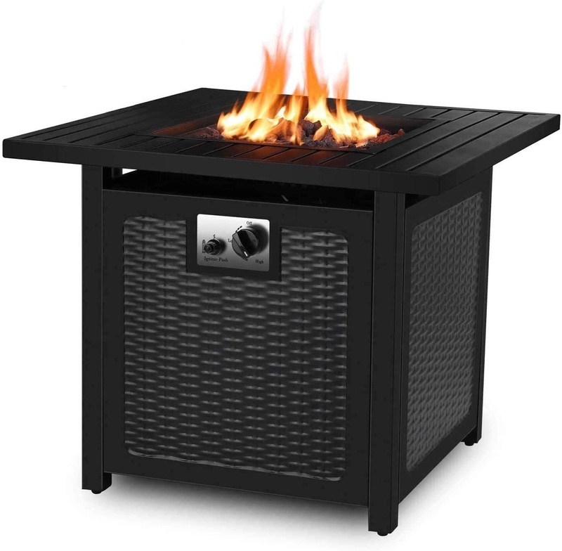 Marca Steel Propane Outdoor Fire Pit Table with Lid