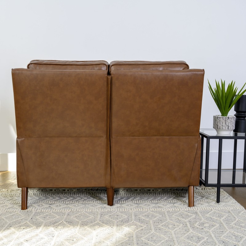 Mary 52'' Genuine Leather Square Arm Reclining Loveseat