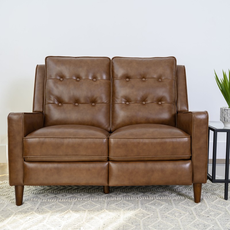 Mary 52'' Genuine Leather Square Arm Reclining Loveseat