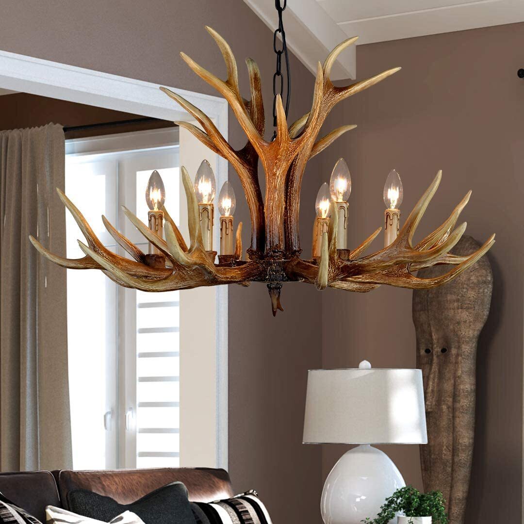 Masculine Antler Candle Style Light Fixture 