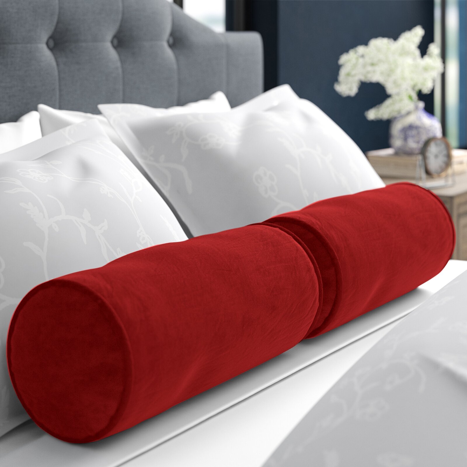 Matching Short Bolster Pillows for Bed or Couch 