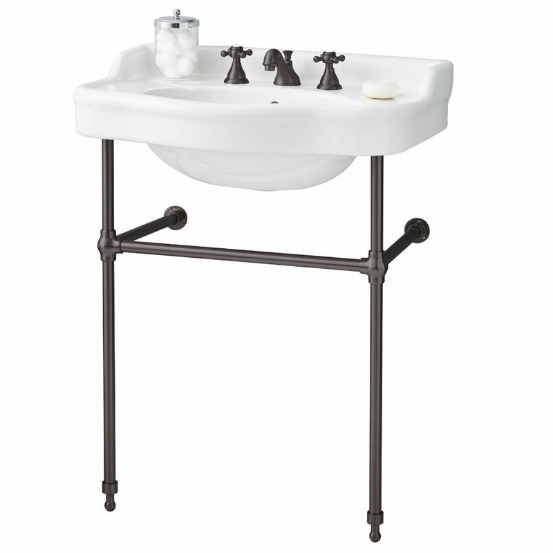 Metal 28" Console Bathroom Sink with Overflow