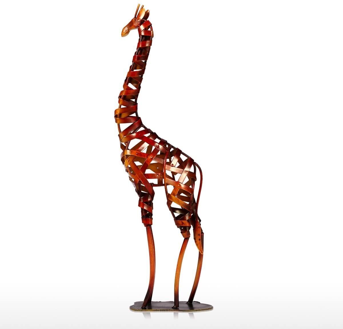 Pair Of Gold Colour Romany Tall Giraffi Animal Ornament For Home Decor Gift 