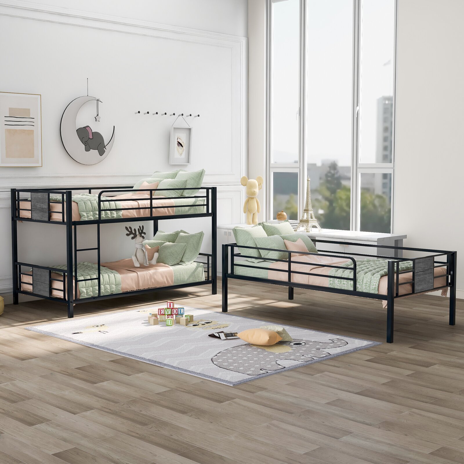 Metal Triple Bunk Bed That Can Be Separated 