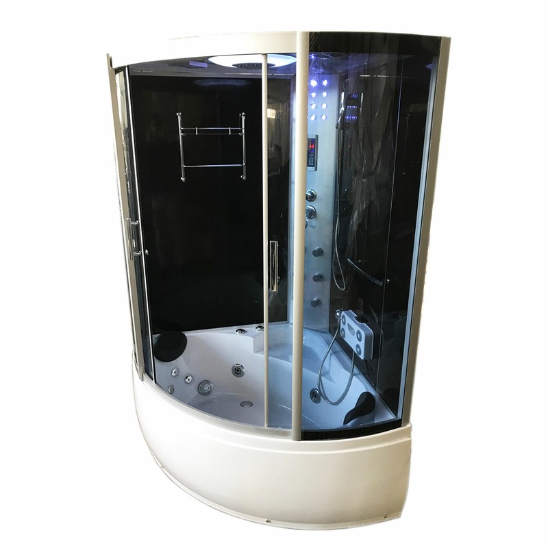 Milan 49" L x 49" W Corner Acrylic Bathtub with Faucet and Light, Heater