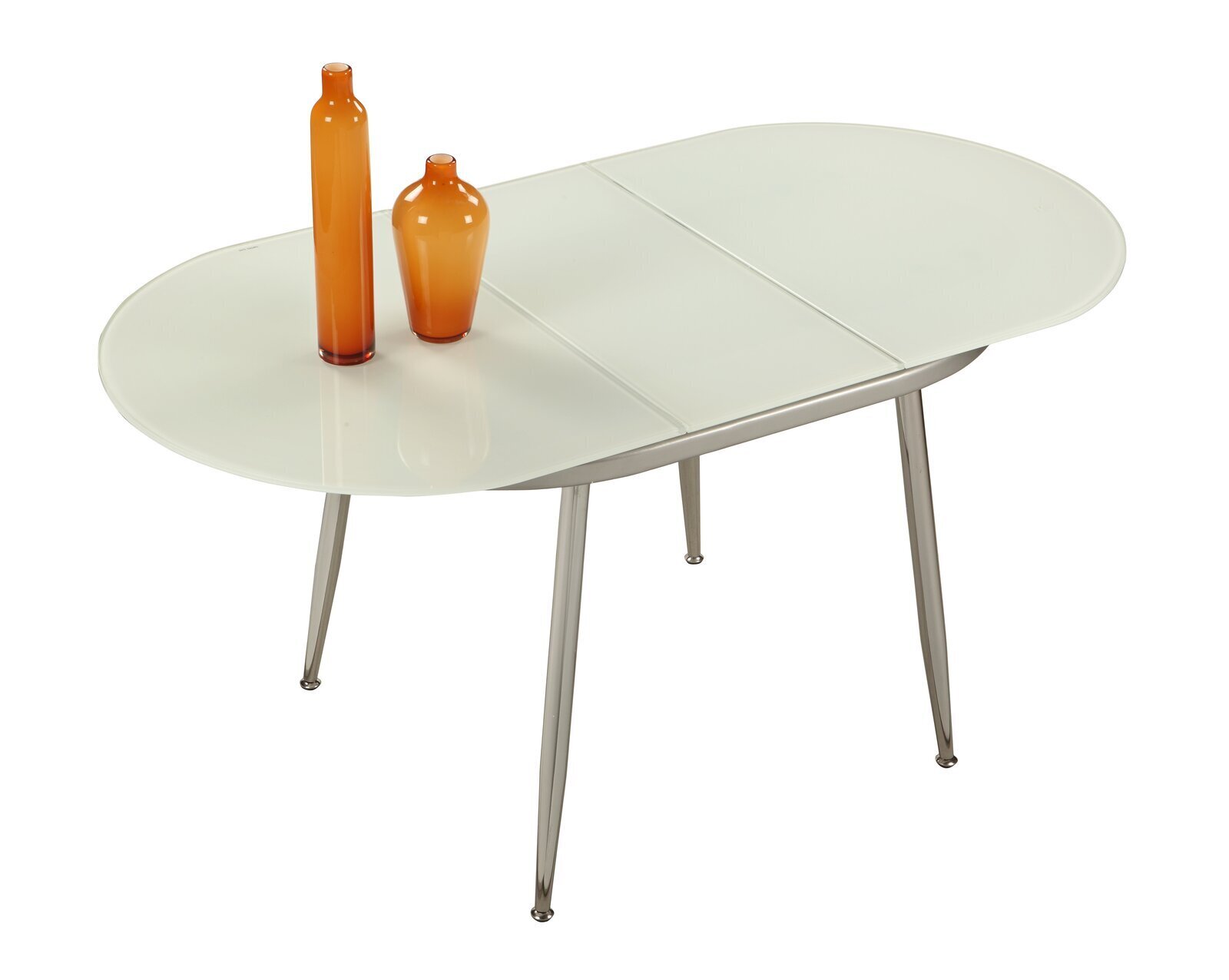 Milky white Extendable Oval Glass Dining Table for Six