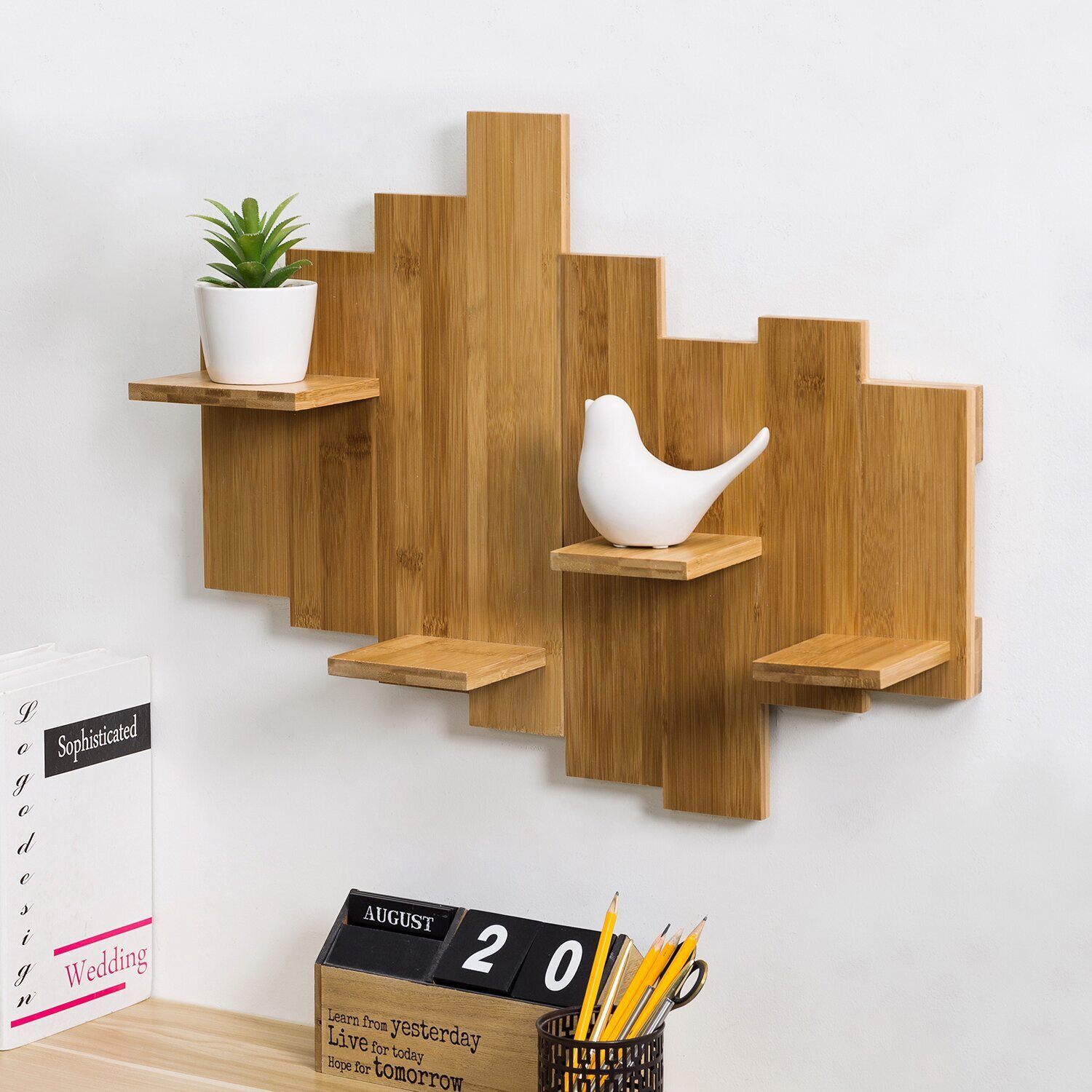 Minimalist Bamboo Floating Wall Shelf