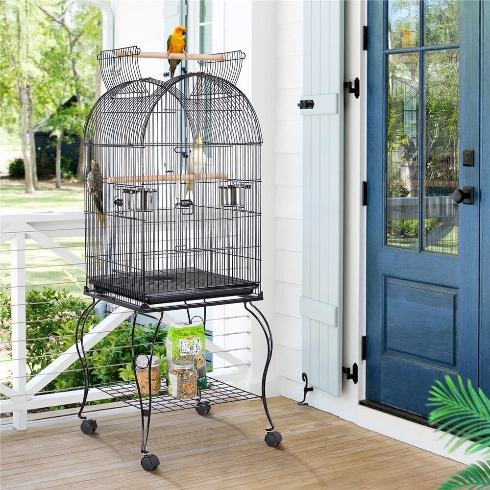 Modern bird cage with play top