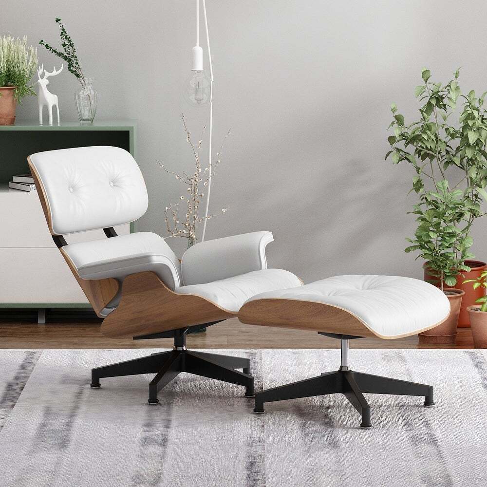 Modern Faux Leather Recliner with Ottoman for Comfort and Class 
