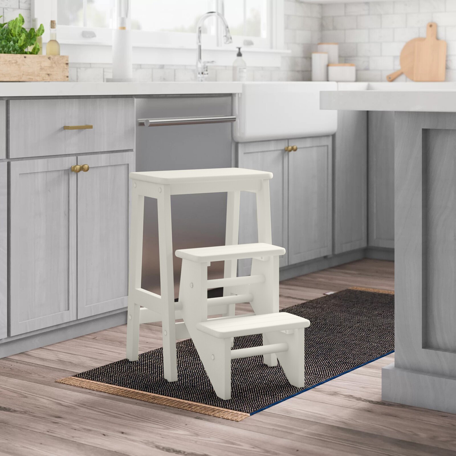 Modern Folding Kitchen Step Stool with Seat