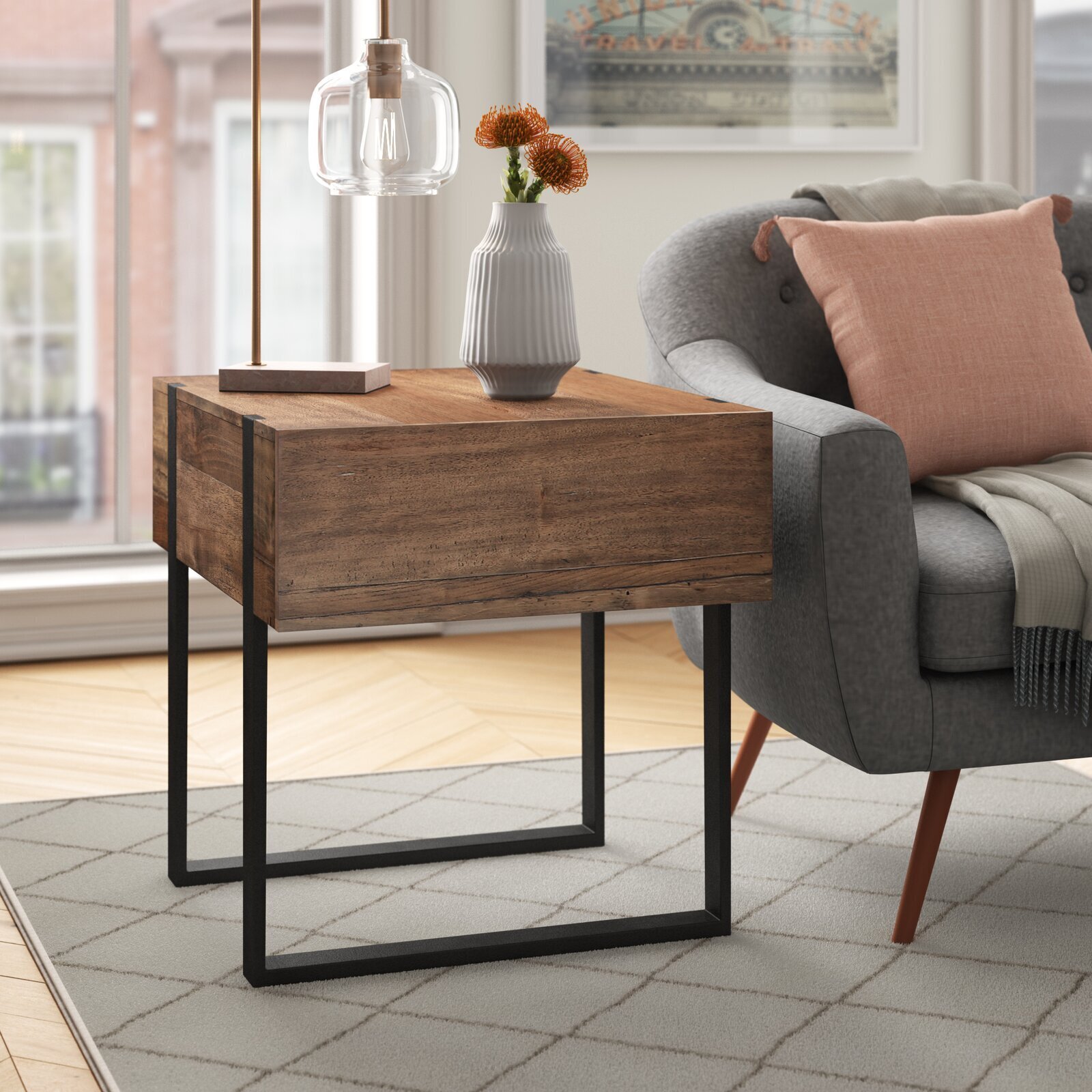 Modern Industrial Sled End Table