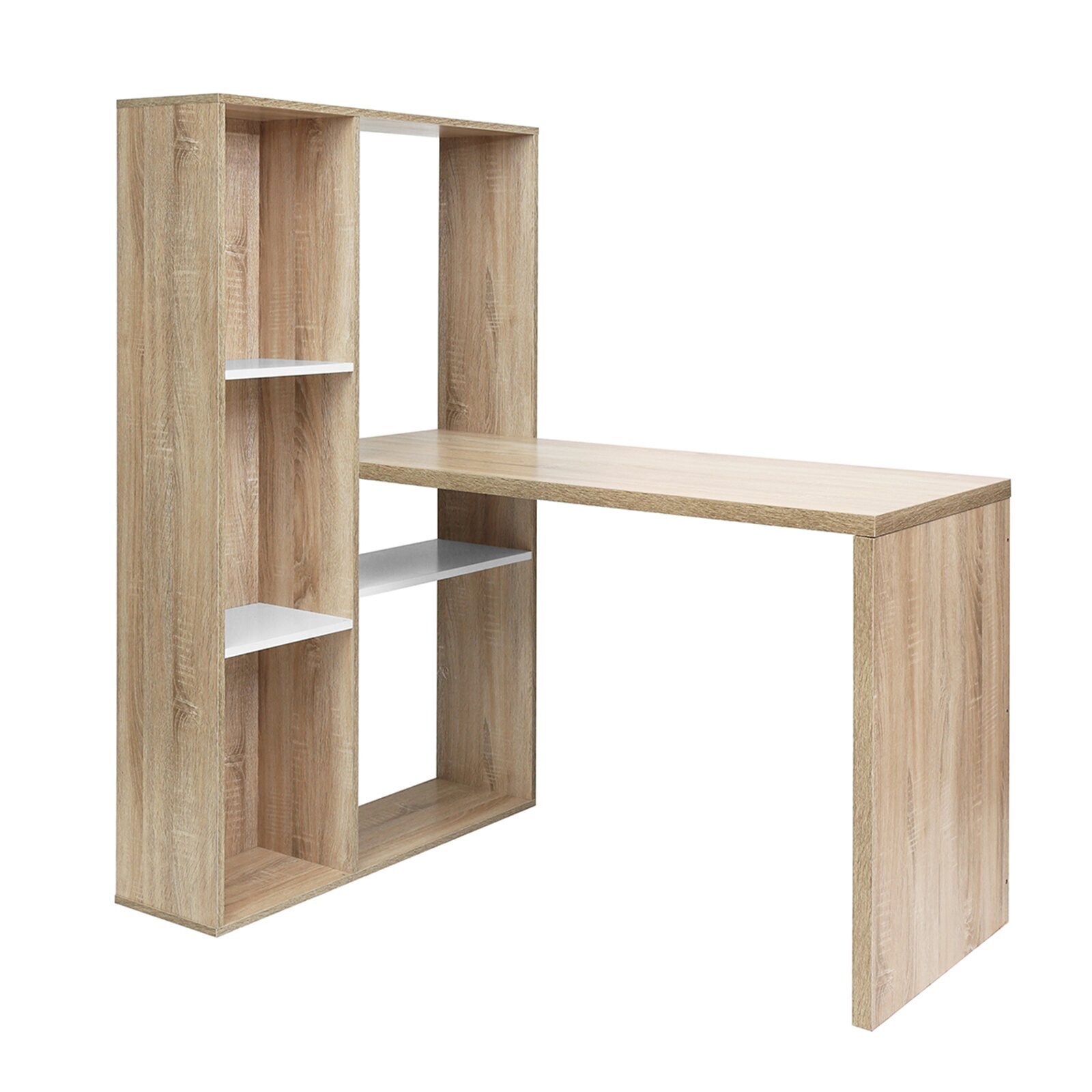 Modern L shaped desk with wall storage