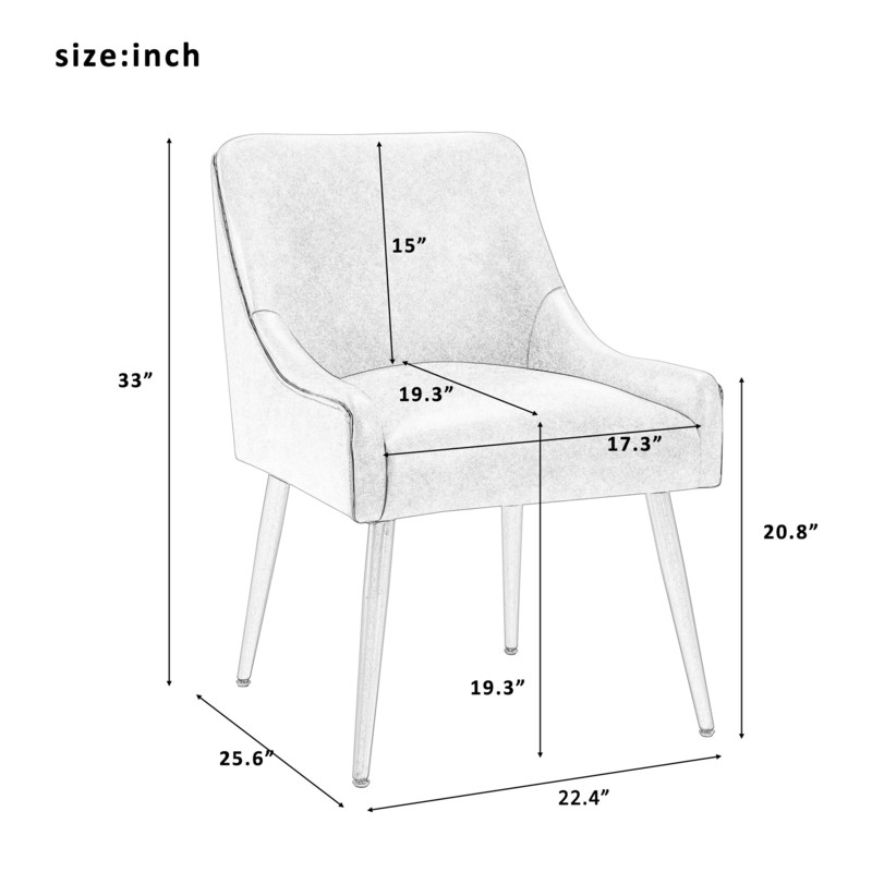 Modern Leather Wide Accent Chair Side Chair With Swoop Arm Metal Legs For Club Bedroom Living Room Meeting Room Office Study, Grey