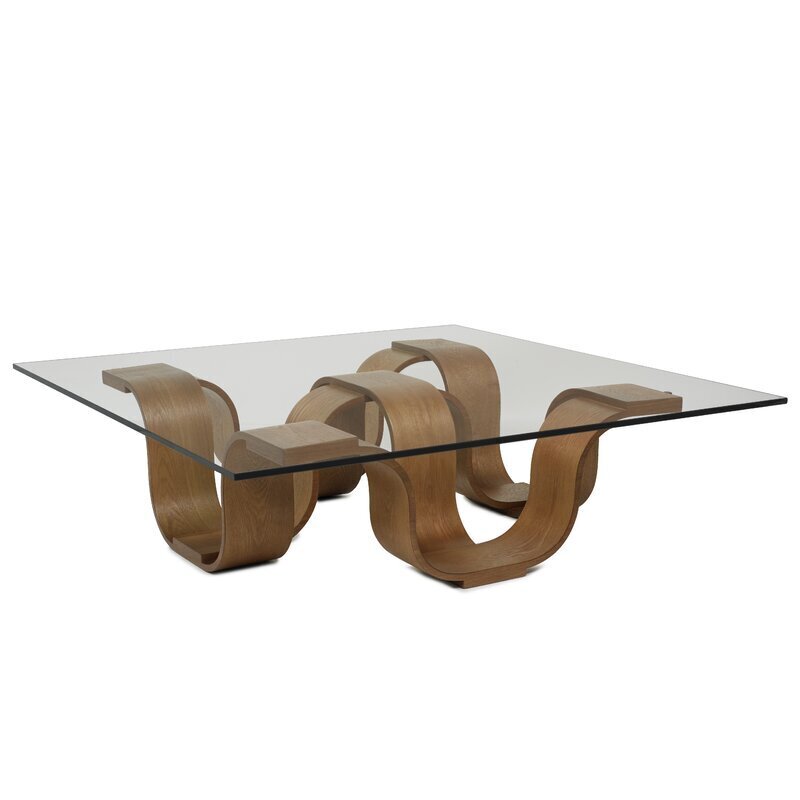 Modern Near 60 Inch Square Coffee Table With Glass Top 
