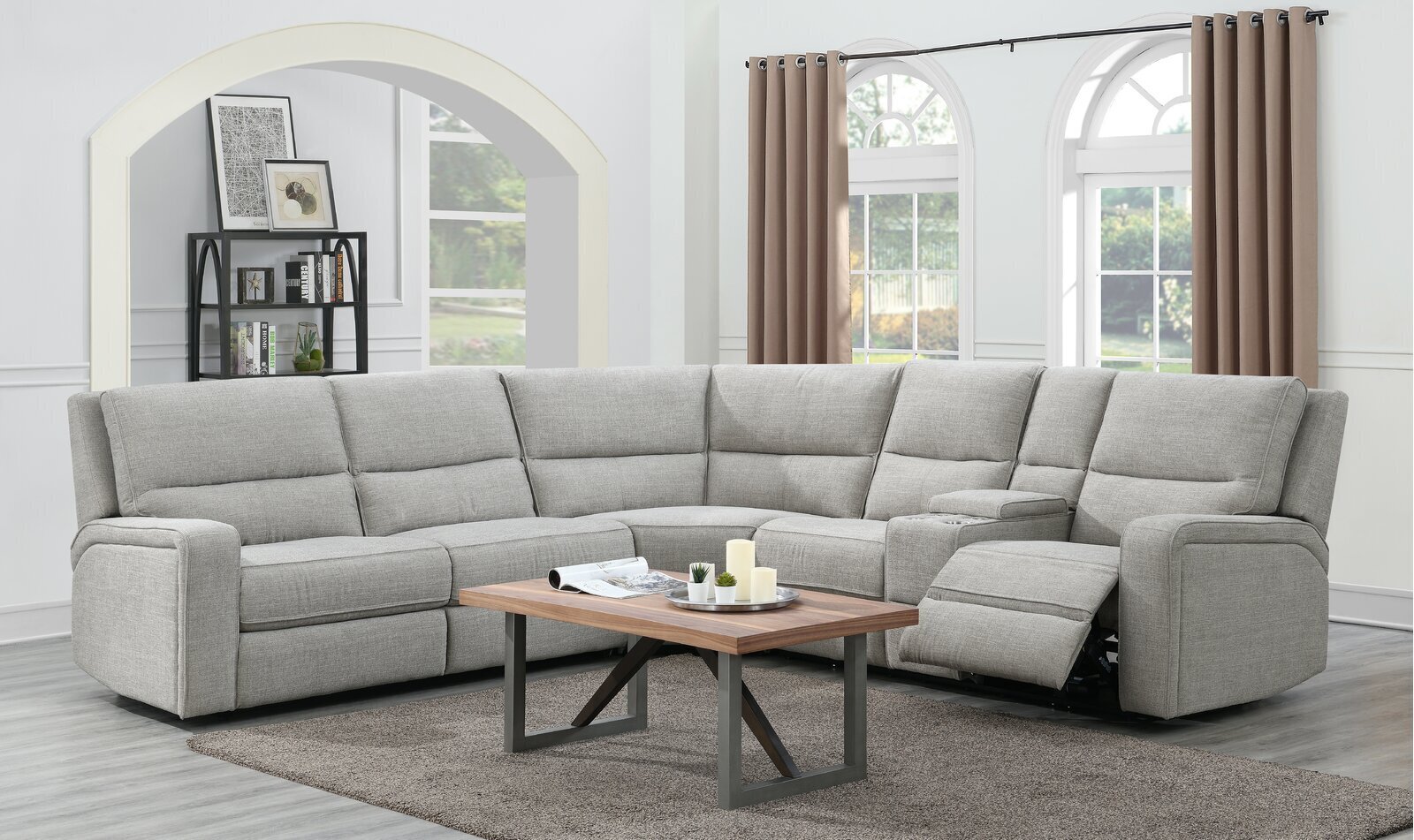 Modern sectional sleeper sofa with recliner seats