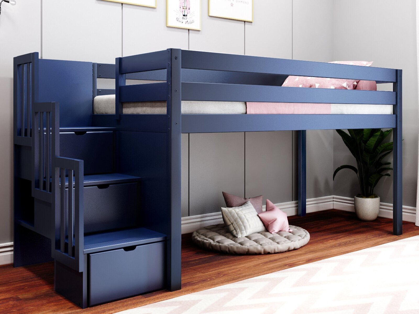 Modern Solid Wood Twin Loft Bed