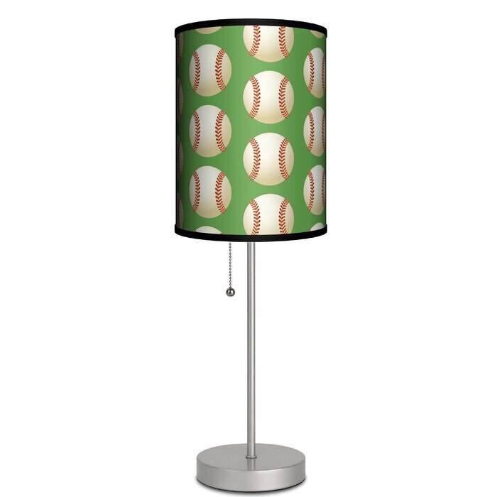 Modernized Table Lamp With Baseball Themed Shade