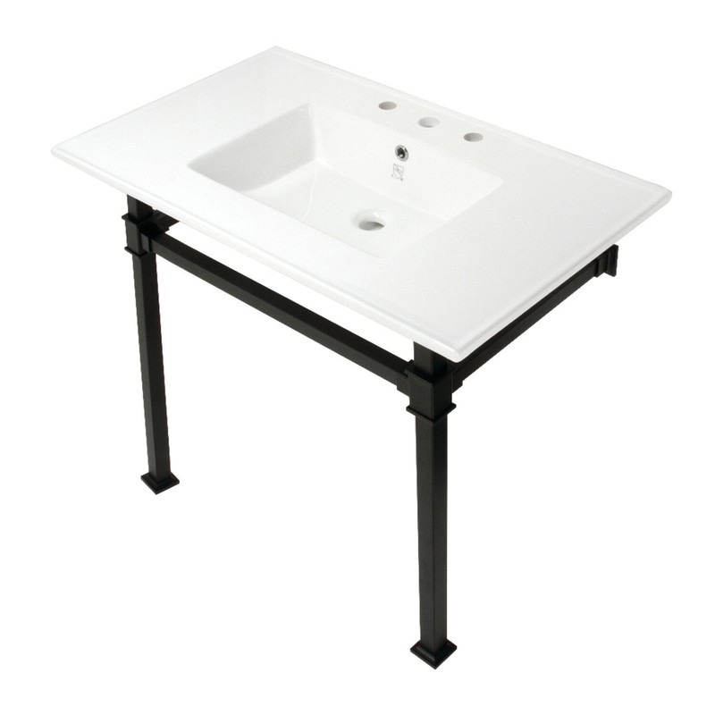 Monarch Ceramic Rectangular Console Bathroom Sink with Overflow