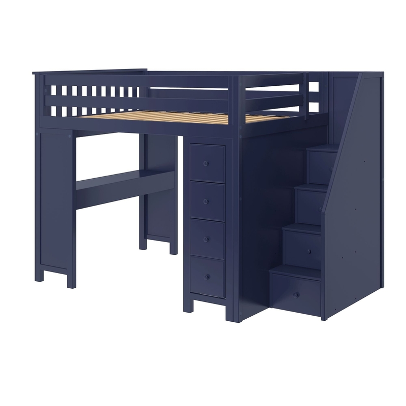 Monserrat Full Solid Wood Loft Bed with Bookcase by Three Posts™ Baby & Kids