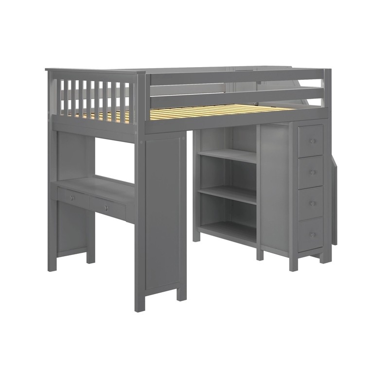 Monserrat Full Solid Wood Loft Bed with Bookcase by Three Posts™ Baby & Kids