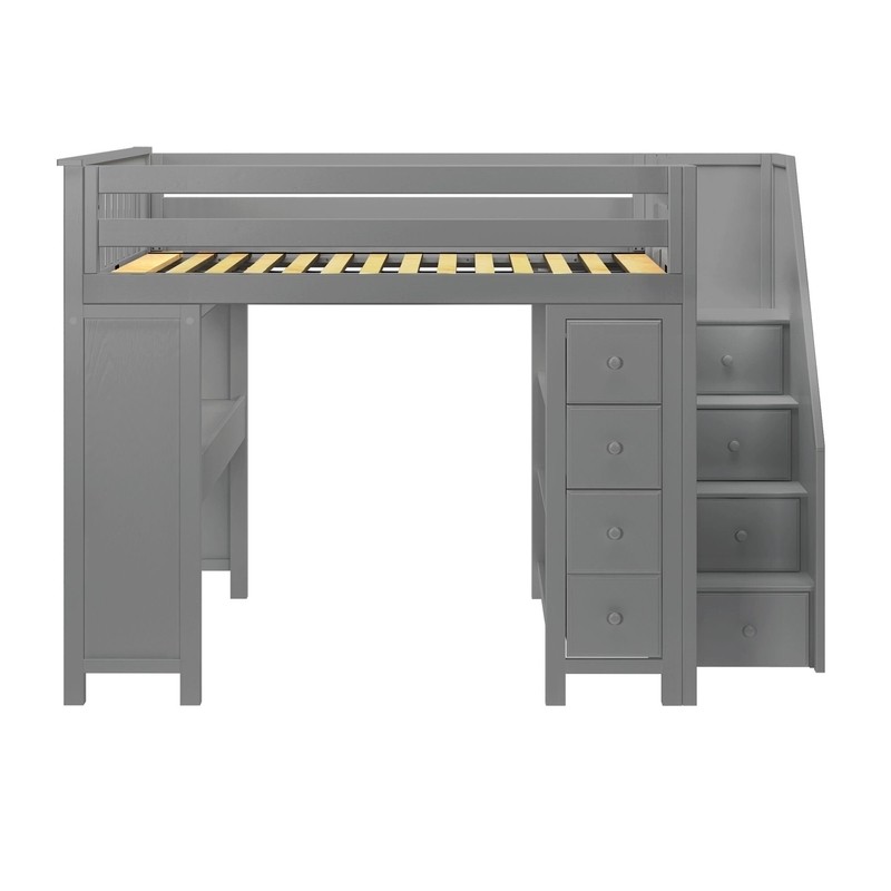 Monserrat Full Solid Wood Loft Bed with Bookcase by Three Posts™ Baby & Kids