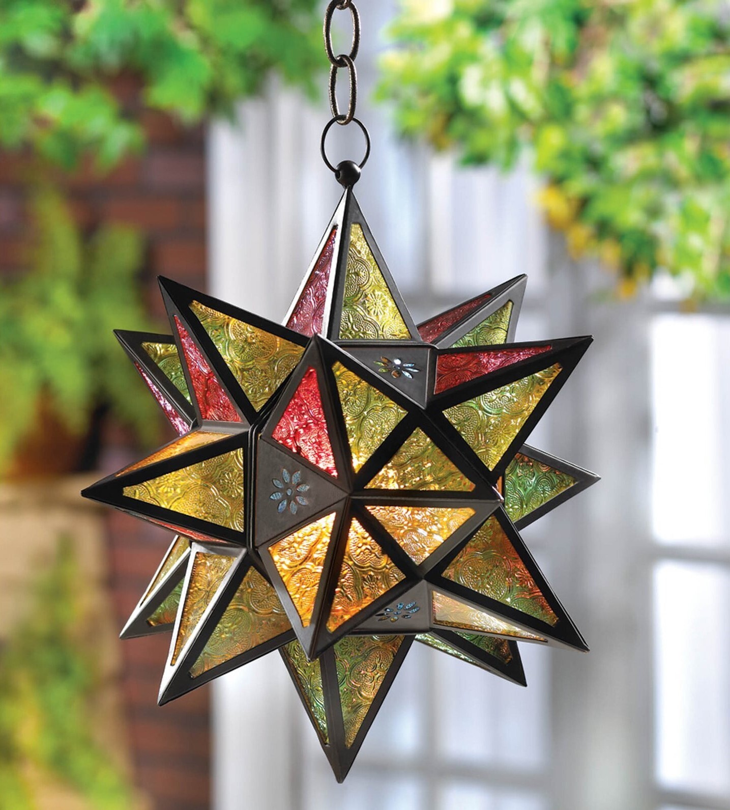 Multi Colored Moroccan Hanging Star Light Chandelier