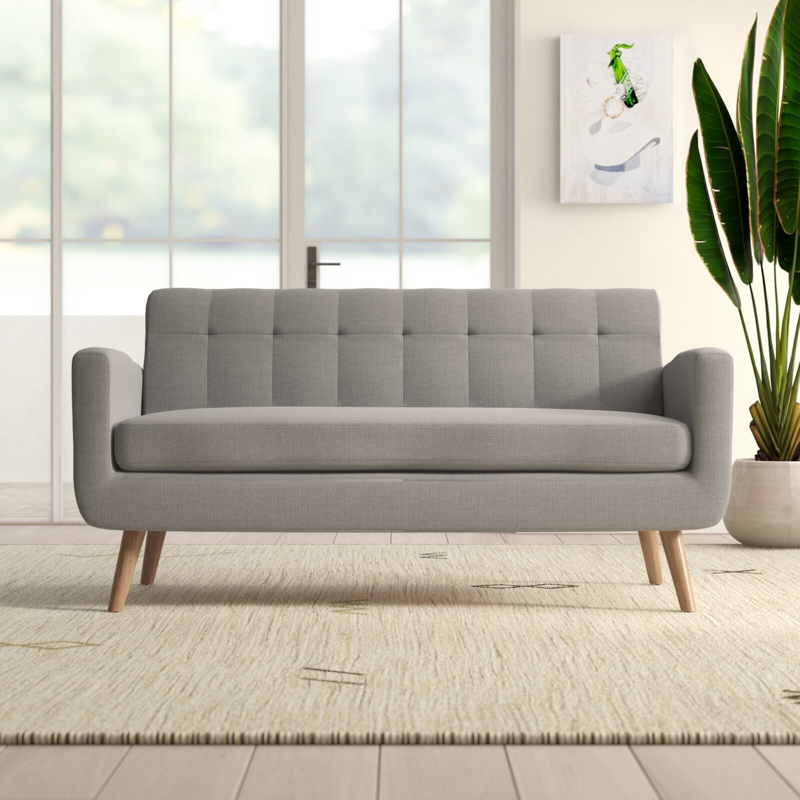 Muted Gray Modern Sofa 