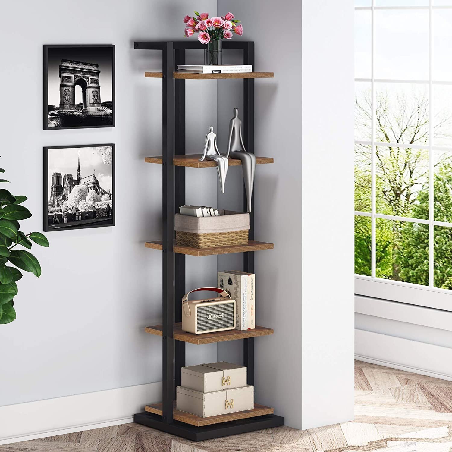 Narrow Bookcase with Modern Floating Shelves to Display Your Books 