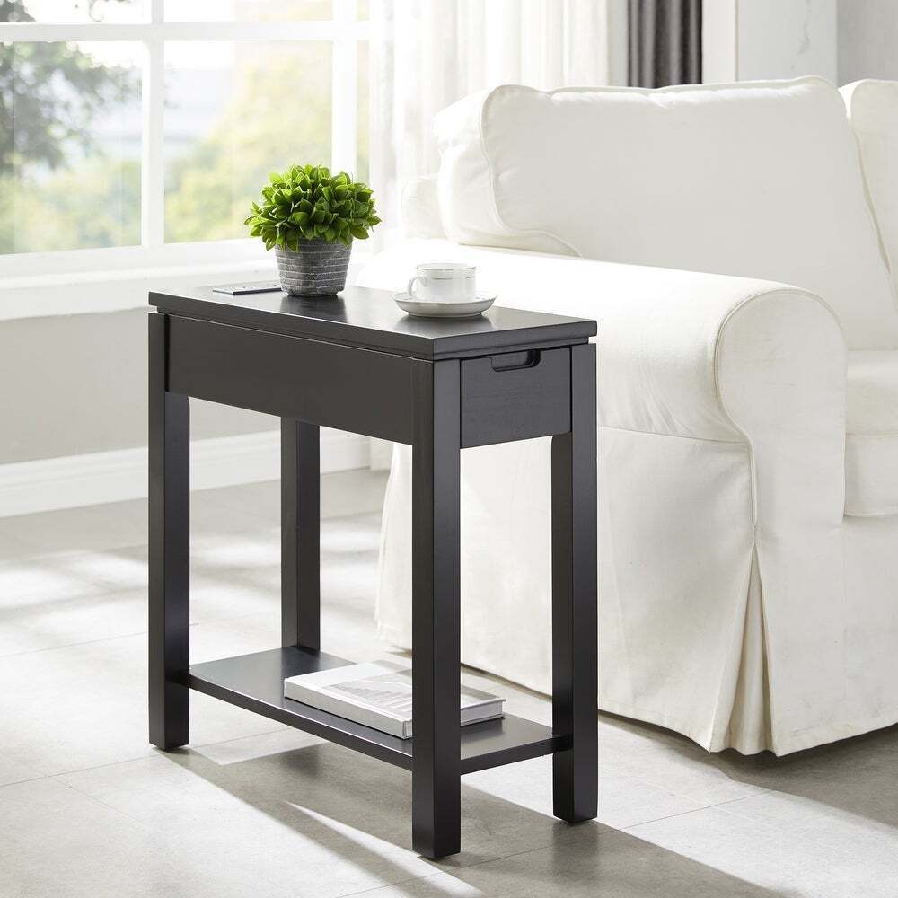 Narrow side table with drawers in a contemporary style