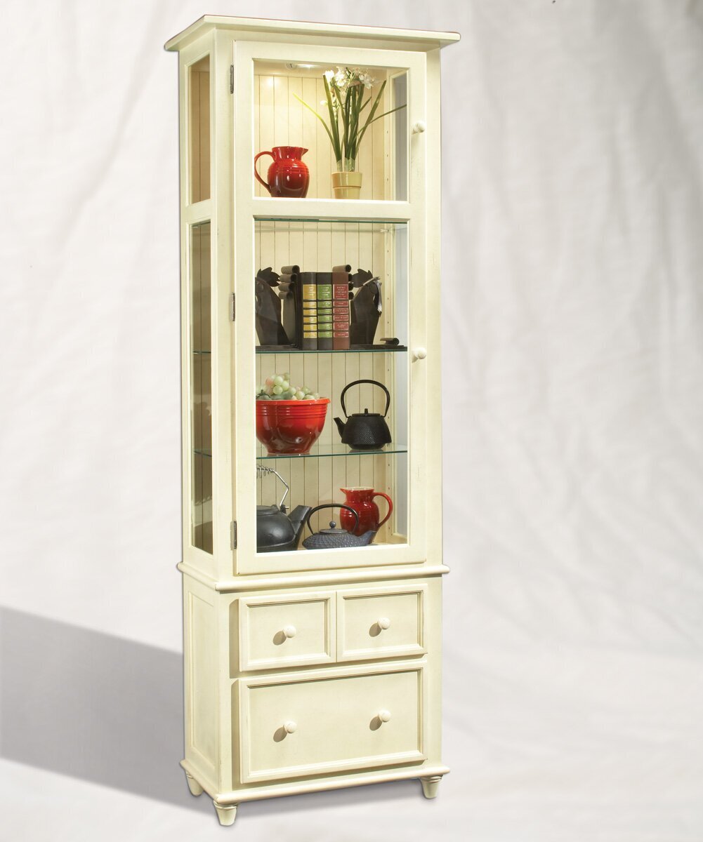 Narrow Vintage China Cabinet With Light